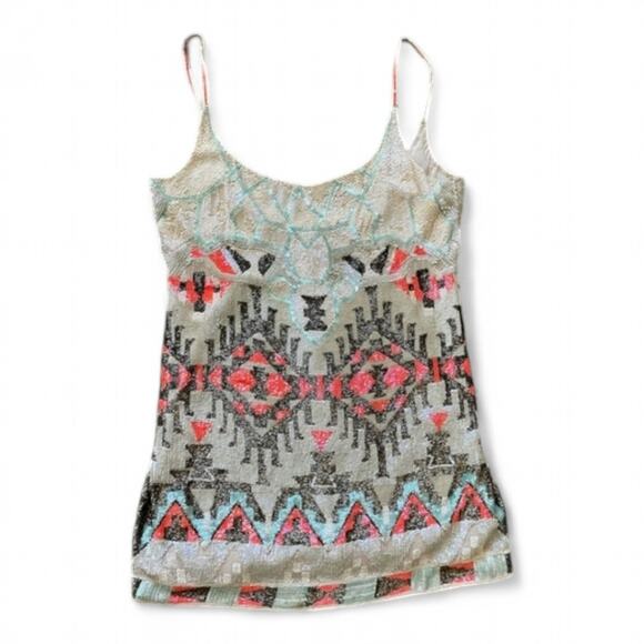 All Saints Spitalfields Aztec Dress US Size 10 UK Size 14  Dust/Coral - Picture 3 of 8